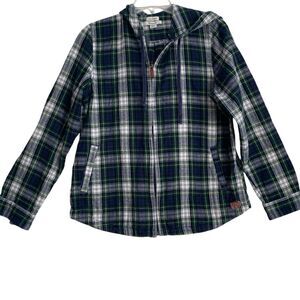 Vintage L.L. Bean Ladie's Cotton Flannel‎ Chamois Zip-Up Plaid Shirt Jac Size S